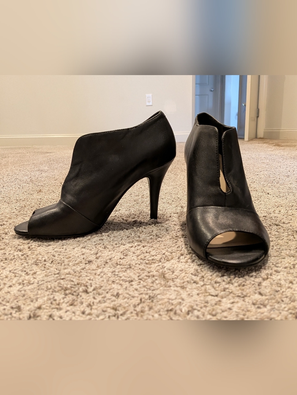 Nine West Black Peep-Toe Stiletto Booties